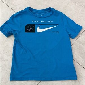 Nike Blue Miami Marlins Swoosh Graphic Tee